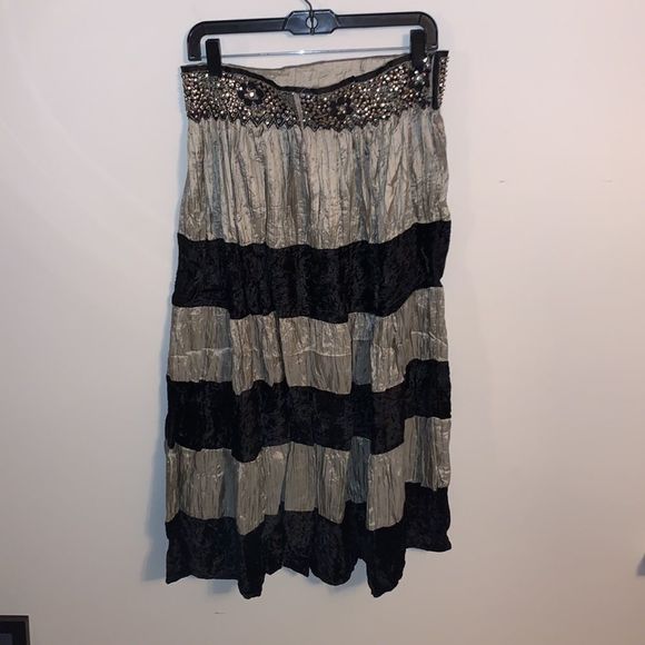 Striped Silk Maxi Skirt With Side Zipper - Picture 3 of 5